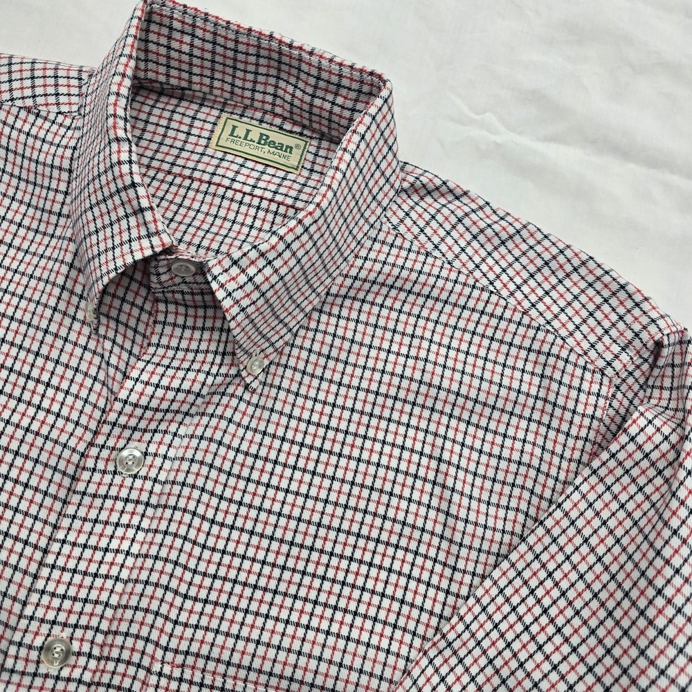 Vintage L.L.Bean Mens L Plaid Button Down Shirt Made in USA Long Sleeve